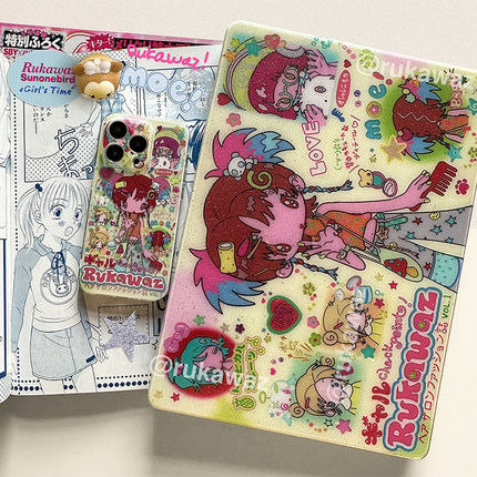 RUKAWAZx鸟鸟一联名原创可爱动漫复古涉谷日系适用苹果电脑笔记本Macbookpro/air 13/16/14寸满天星亮面