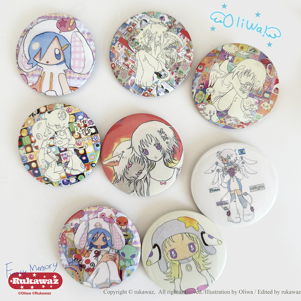 RUKAWAZxOliwa合作款马口铁纪念徽章复古可爱动漫吧唧徽章装饰