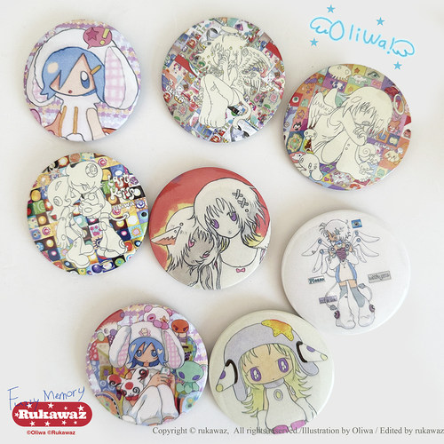 RUKAWAZxOliwa合作款马口铁纪念徽章复古可爱动漫吧唧徽章装饰
