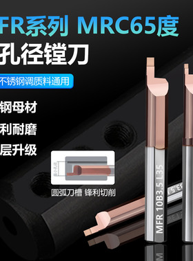 65度MFR/MFL端面槽刀小径螺纹刀4-8整体钨钢合金不锈钢内孔抗震