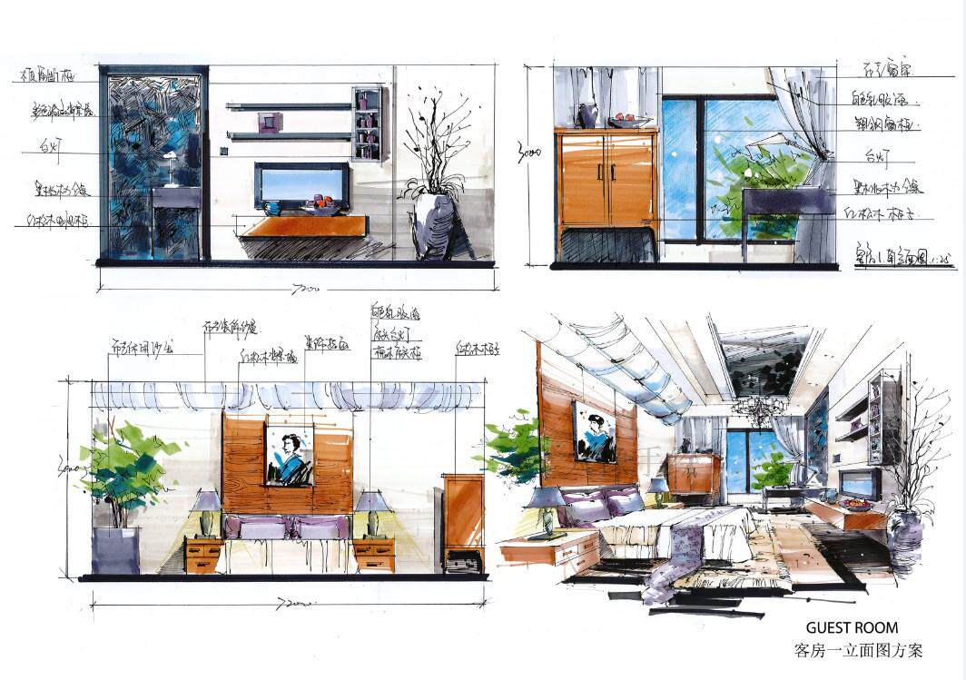 室内外手绘效果图代画 室内景观头像定制/手绘真人漫