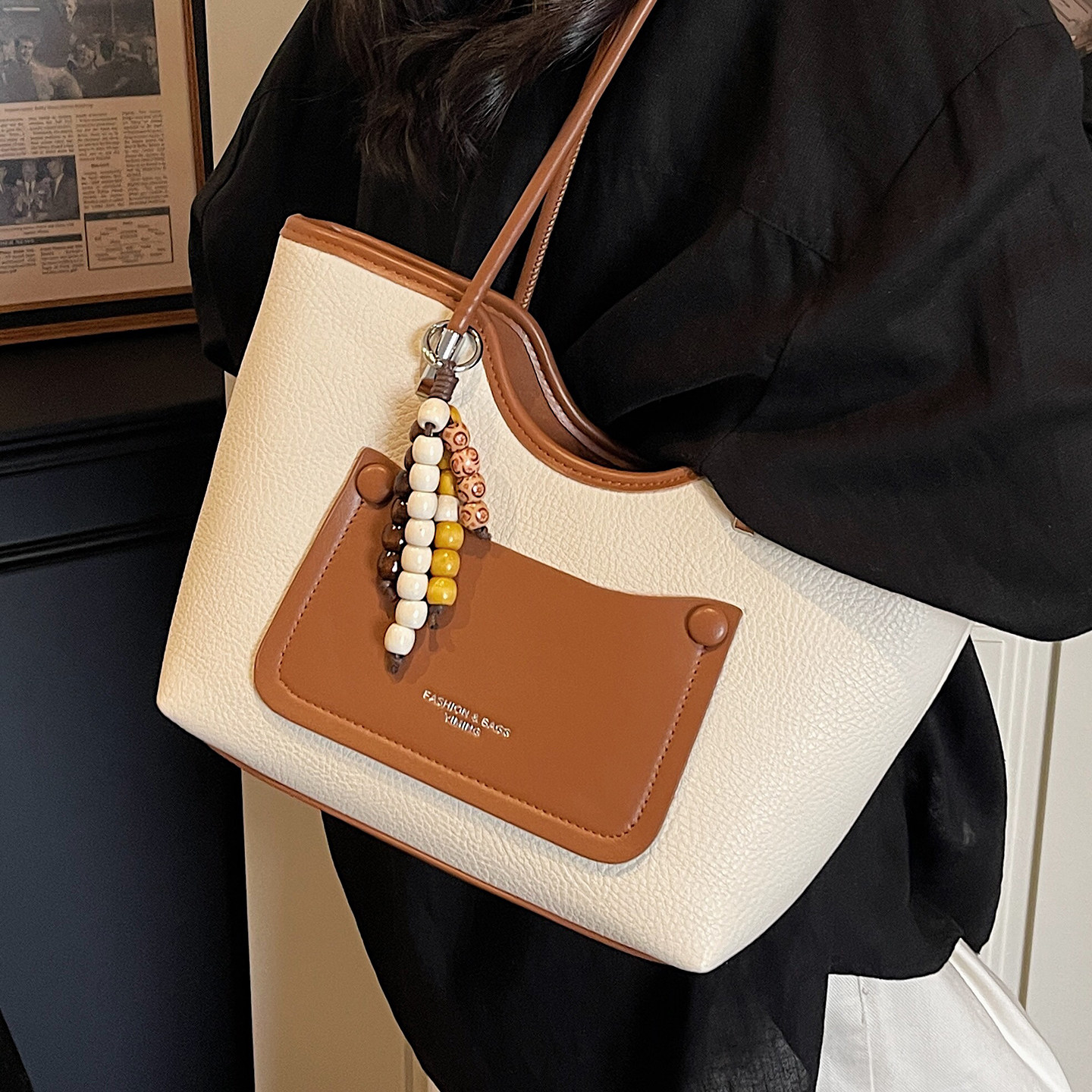 今年流行复古质感托特包女式2026新款冬季百搭撞色上班单肩通勤包,箱包皮具/热销女包/男包,通用款女包,淘宝优惠券,粉丝福利购,淘宝优惠卷