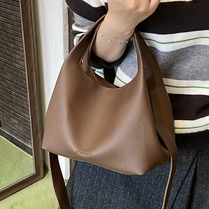 复古高级感手拎水桶包单肩斜挎包