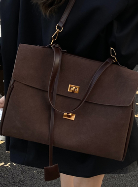百搭高级感复古手提包女2026新款秋季时尚美拉德大容量通勤托特包