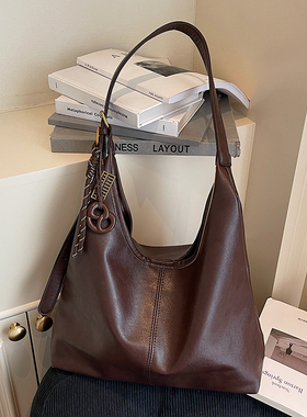 时尚美拉德大容量托特包女式2026新款百搭复古质感上班单肩通勤包