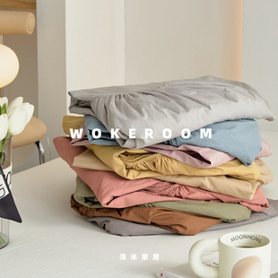 40S纯棉斜纹纯色床罩亲肤透气床垫保护套一周皮筋全包围 单品床笠