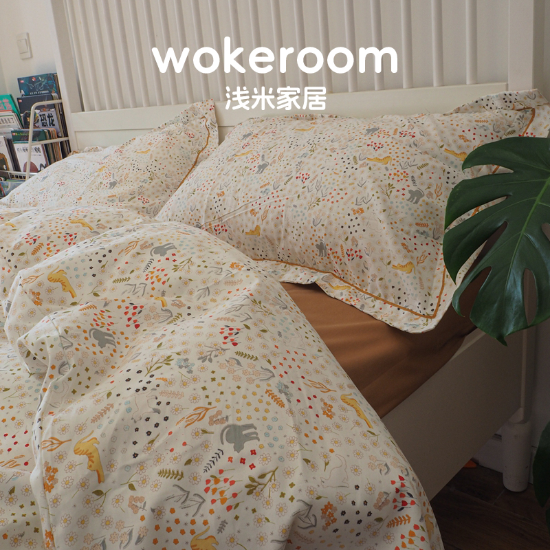 卡通猫咪小碎花纯棉四件套可爱