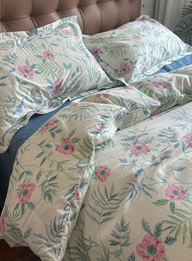 夏至未至 田园风纯棉碎花四件套全棉1.8x2米床笠绿色植物清新床品