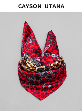 CAYSON UTANA豹纹系列男士丝巾小方巾韩版领巾衬衫小围巾