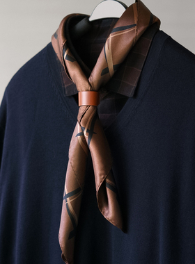 复古男士丝巾小方巾扣英伦衬衫领巾小围巾百搭阿美咔叽美式