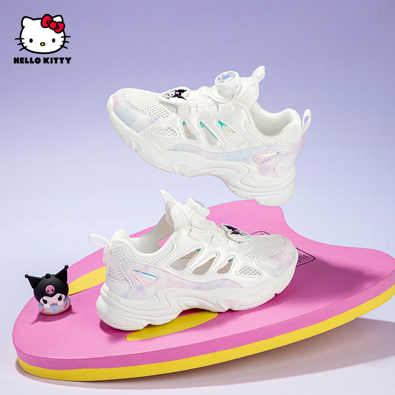 库洛米女童运动鞋2025夏季新款镂空老爹鞋旅游透气儿童休闲单网鞋