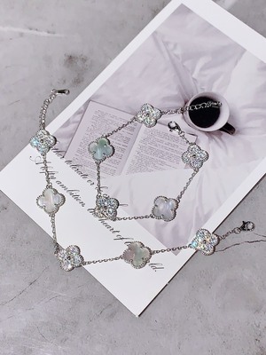 水贝银饰足银925四叶草五花手链女款纯银手链送女友闺蜜生日礼物