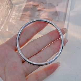 水贝纯银手镯正品 送礼 女足银9999银手镯光圈圆棍实心亮面圆镯经典