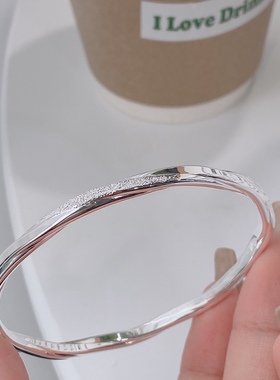 水贝精致纽带闪砂足银999手镯