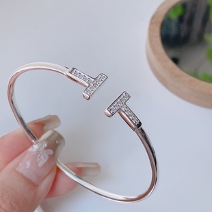 纯银手镯女足银正品开口实心银手镯T镯经典少女年轻学生百搭时尚