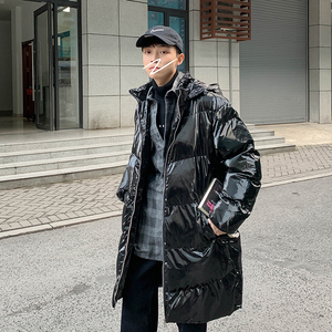 港风大码男士大码日系男棉衣黑色亮面dsa012m15p135图片