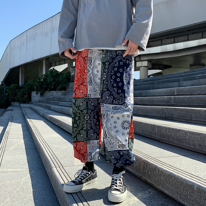 港风模特外景宽松男士印花裤腰果彩色贴港风DSA012k234p45,男装休闲裤,星座415A（原A012）