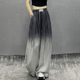 高腰显瘦百搭休闲拖地裤 帅气拼色轻薄透气垂感宽松阔腿裤 女夏新款