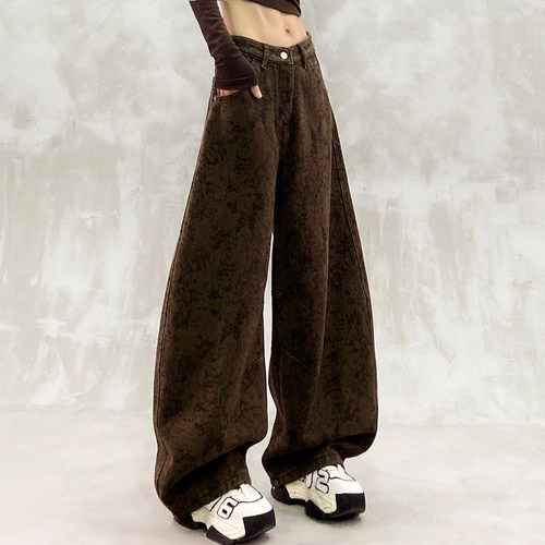 个性提花水洗加绒休闲牛仔弯刀裤