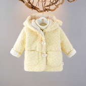 女宝宝冬装 保暖毛毛衣秋冬洋气带帽外出服女童加绒大衣外套