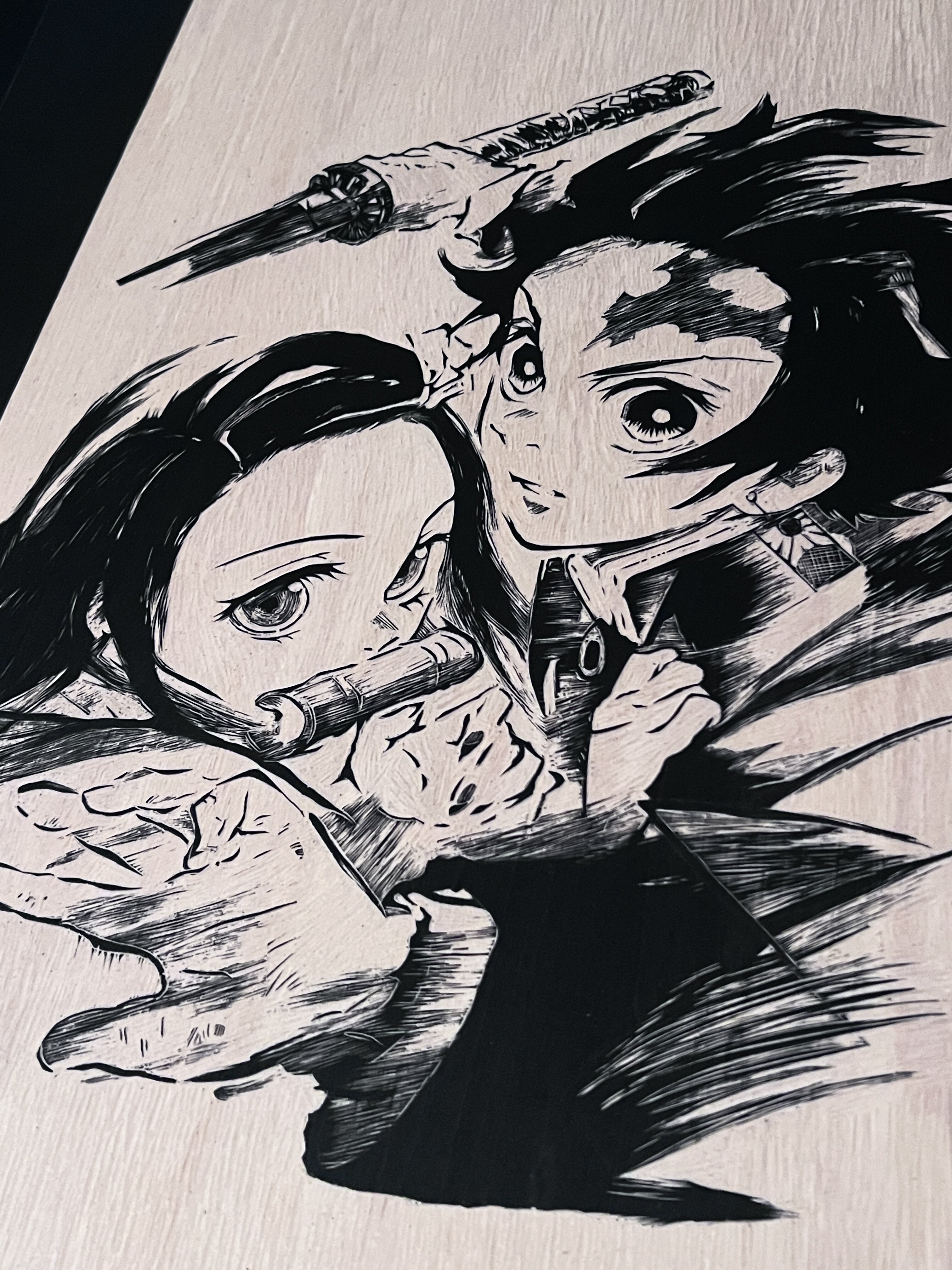 黑白木刻版画定制图片