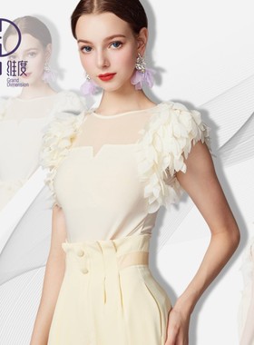 【维度舞服】Y196女士上衣摩登蹈服拉丁舞女式华尔兹短袖溯源好物