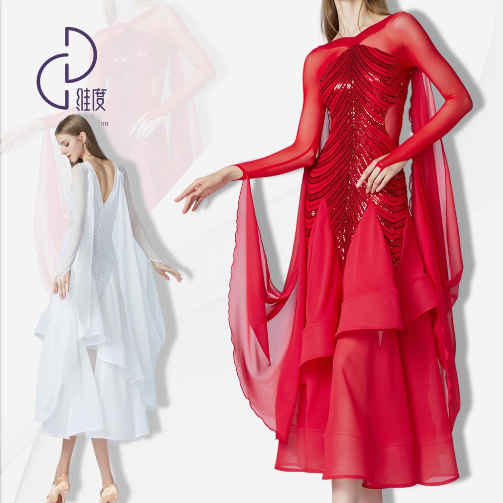 【维度舞服】SQ03新款重工连衣裙摩登蹈服拉丁舞女式维度舞服直播