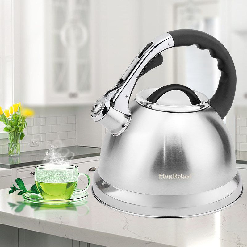 德国HausRoland 不锈钢烧水壶防干烧鸣笛水壶电磁炉煤气灶用3.5L