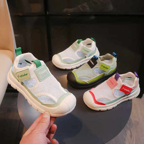 夏季包头网面男女童轻便运动凉鞋