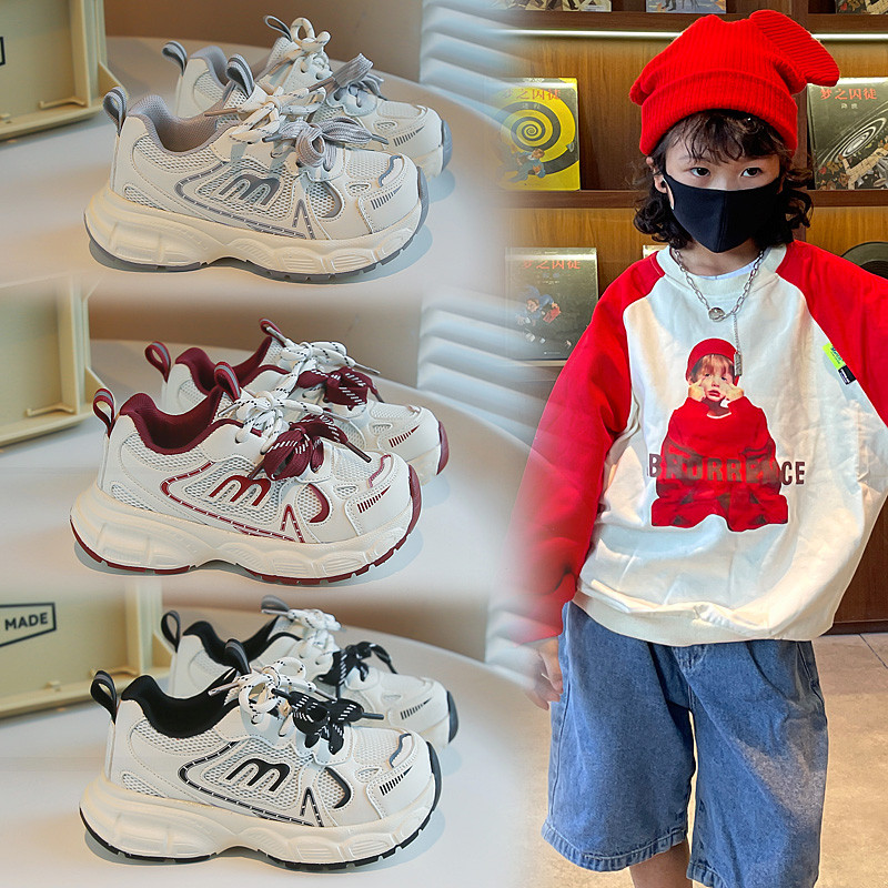 儿童鞋运动鞋2026春季新款男童时尚字母老爹鞋女童轻便软底跑步鞋