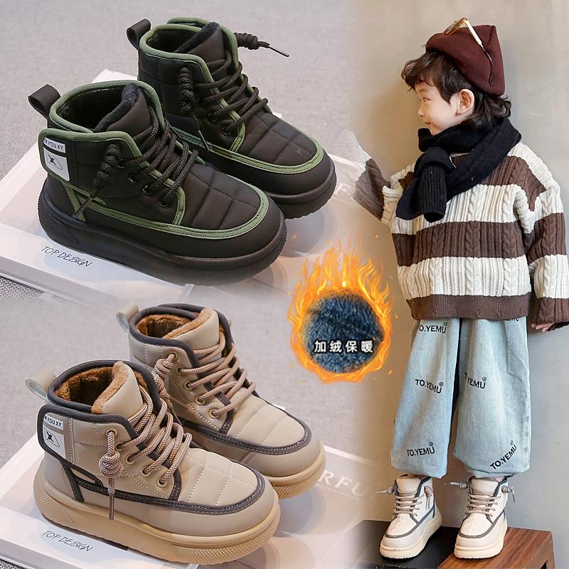 儿童雪地靴冬季保暖加绒防水短靴