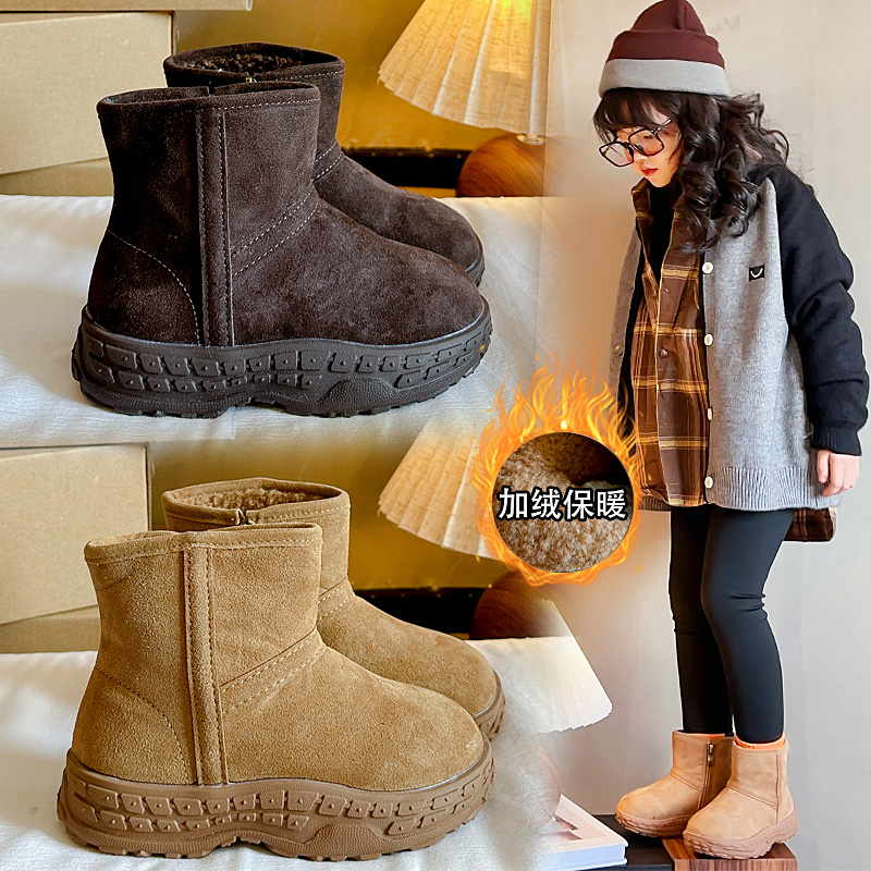 儿童加绒加厚雪地靴保暖大棉靴