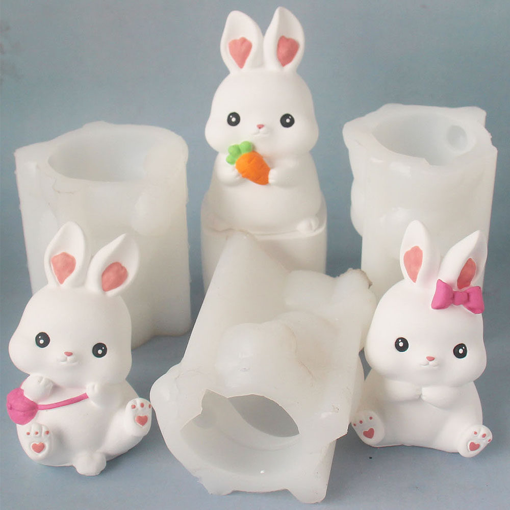 复活节小兔子可爱挎包兔捏捏乐石膏硅胶模具DIY巧克力摆件矽胶模