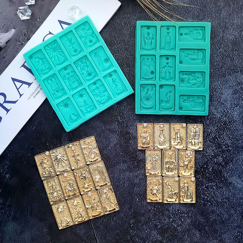 复古塔罗牌镶钻项链模具树脂金属