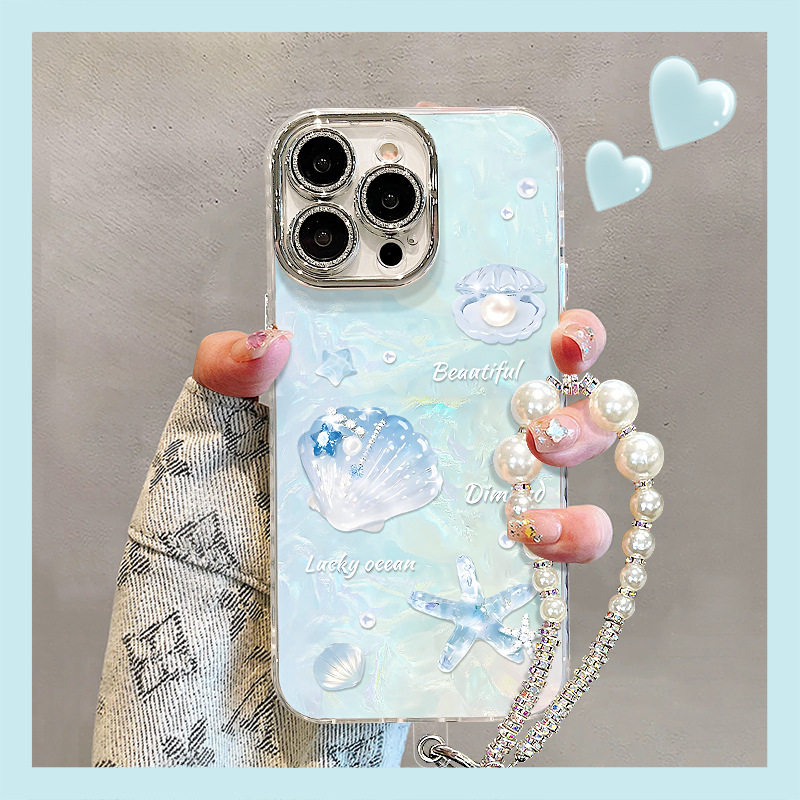 适用苹果17promax手机外壳iphone15水晶贝壳16高颜值女生14全包13