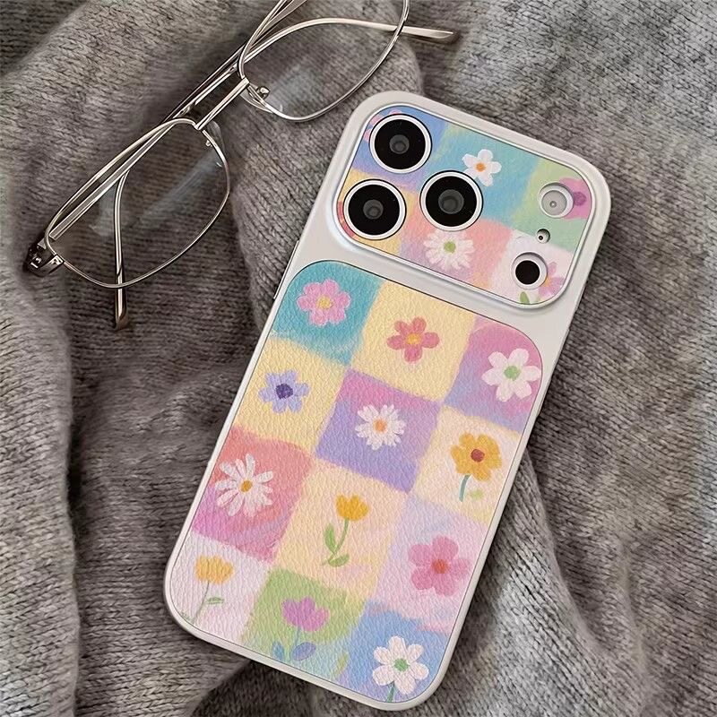 适用iPhone17ProMax防摔苹果16Plus手机壳14Pro荔枝纹15水彩花朵