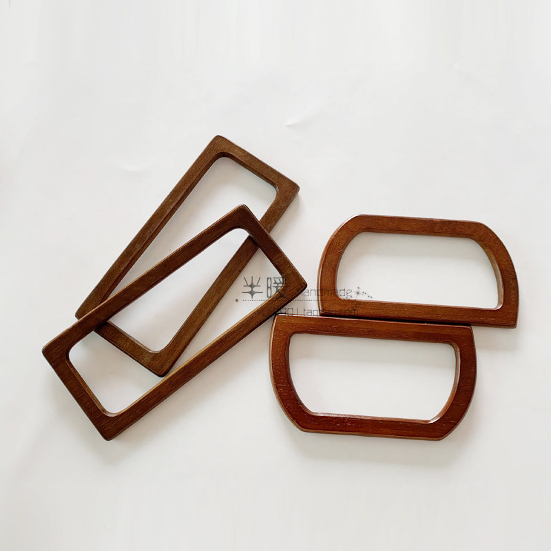 RECTANGULAR HANDLE DIY HAND-WOVEN BAG WOODEN HAND HANDLE WOODEN HANDLE SOLID WOOD HANDLE SHOULDER HANDLE CROCHET PATCHWORK ACCESSORIES