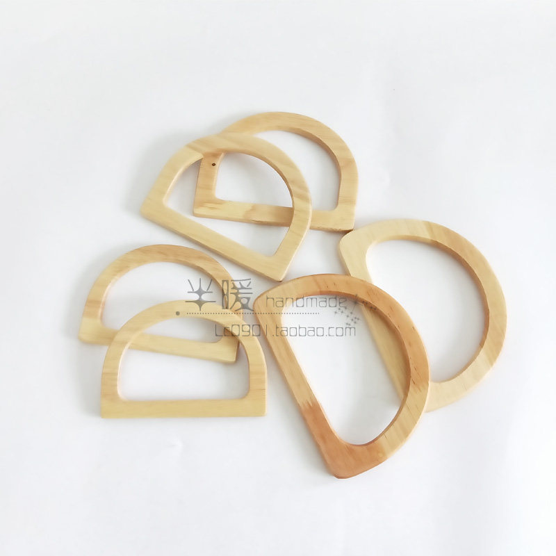 DIY WOMENS BAGS ACCESSORIES WOVEN BEADED CROCHET BAGS BAGS CARRYING ACCESSORIES SOLID WOOD D-SHAPED WOODEN HANDLES SHOULDER RINGS