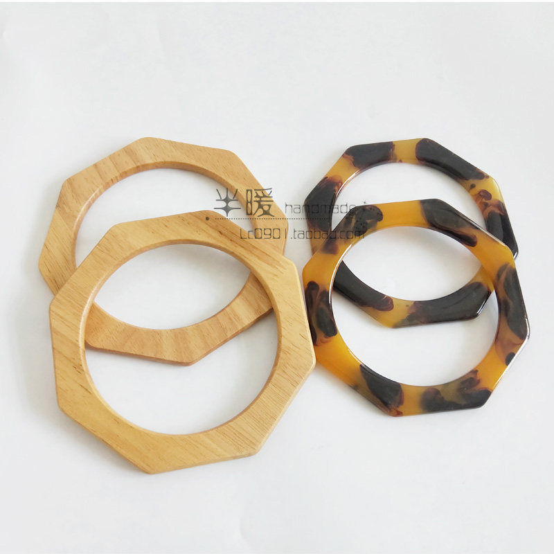 DIY HANDMADE HANDMADE ACCESSORIES SOLID WOOD ACRYLIC HEXAGONAL HANDLES KNITTED CROCHET PATCHWORK BAG BAG BRACELET WRIST