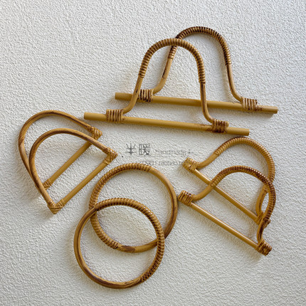 手工DIY材料仿竹藤提手皮包布包拼布编织钩针包手挽包配件D型拎环