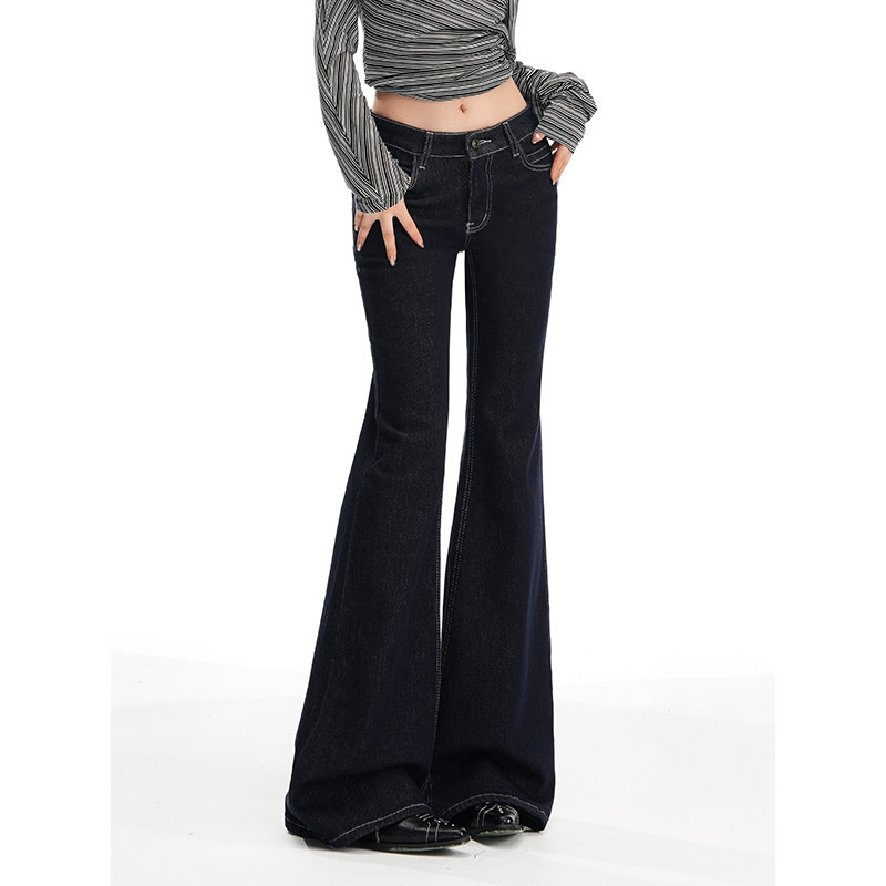 赛小懒2025新款韩版辣妹复古低腰显瘦牛仔裤女宽松喇叭弹力牛仔裤