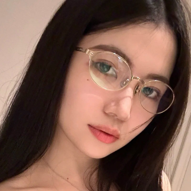 2026新款防蓝光眼镜金属椭圆形女高级感金丝素颜眼镜近视眼镜框架