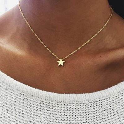 51221 Star Pendant Necklace women 五角星吊坠项炼合金锁骨炼女