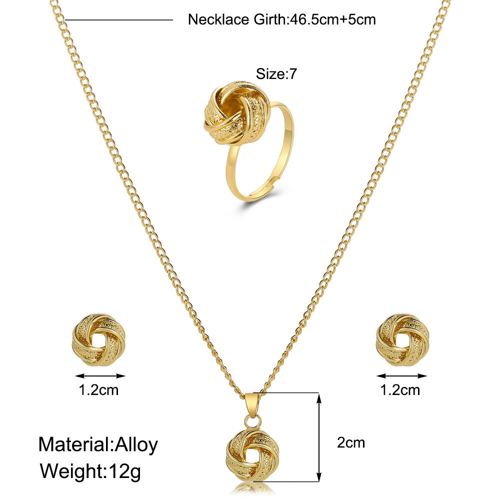 METAL JEWELRY 3PCS SET WEDDING RING EARRING NECKLACE WEDDING JEWELRY