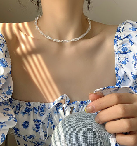Pearl necklace woman覆古气质珍珠项炼女小众设计锁骨炼短款颈炼
