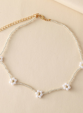 Little Flower Necklace women锁骨链 米珠雏菊颈链小花朵项链女