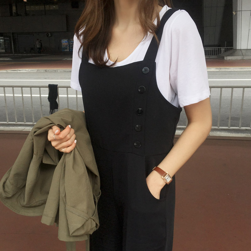 阔脚背带裤女韩版夏宽松cec减龄百搭vintage显瘦可爱九分连体裤子|msdalam kategori Butik wanita / wanita, seluar, seluar santai - dari Buy2taobao.com untuk memberikan perkhidmatan ejen Taobao profesional membeli
