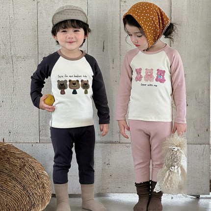 2025秋新款儿童秋衣套装男童女童内衣羊毛拉架家居服纯棉睡衣韩版