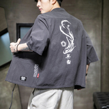 F70P45室内风风潮流时尚加大码宽松七分袖汉服开衫外套，男装夹克，电商A026