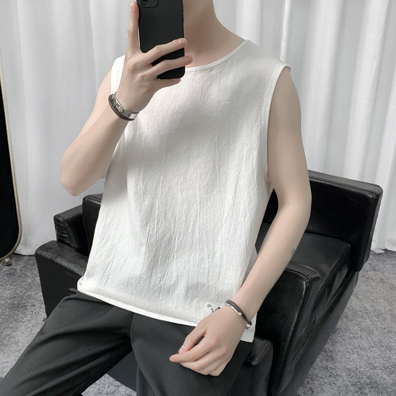 B1101P35短句风休闲百搭风仙鹤刺绣背心纯棉夏装凉爽青年,男装背心/马甲,电商A026
